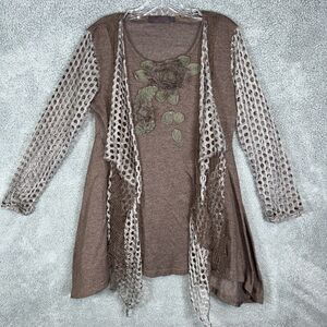 Pretty Angel Women’s Large Hi Lo Tunic Top Brown Colors